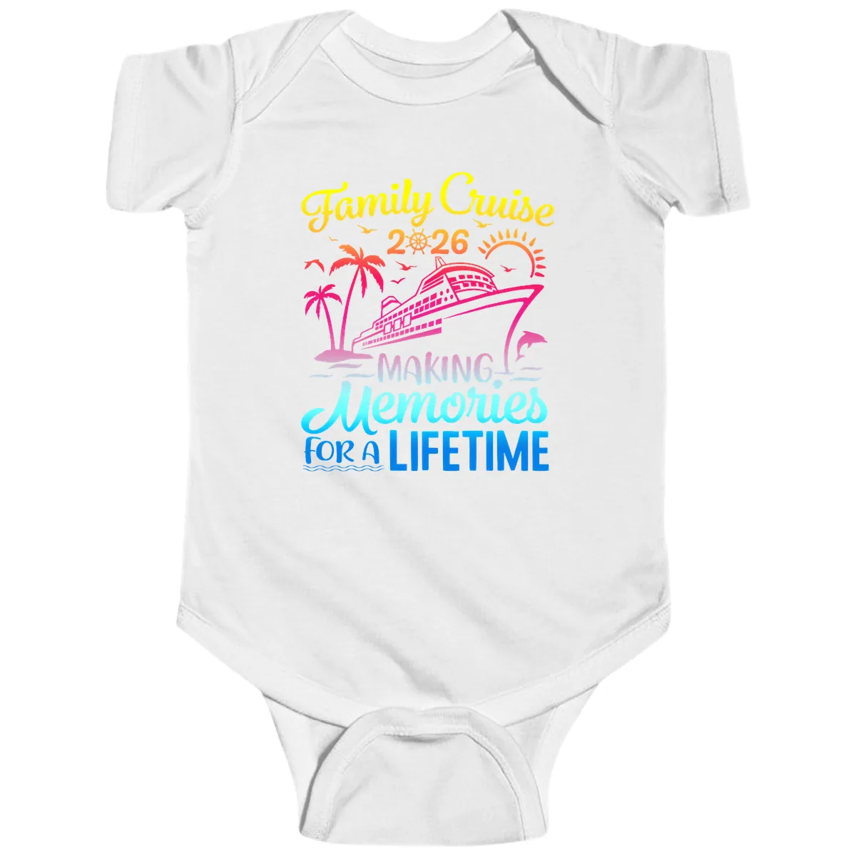 Family Cruise 2026 Making Memories Vacation Baby Onesie in White