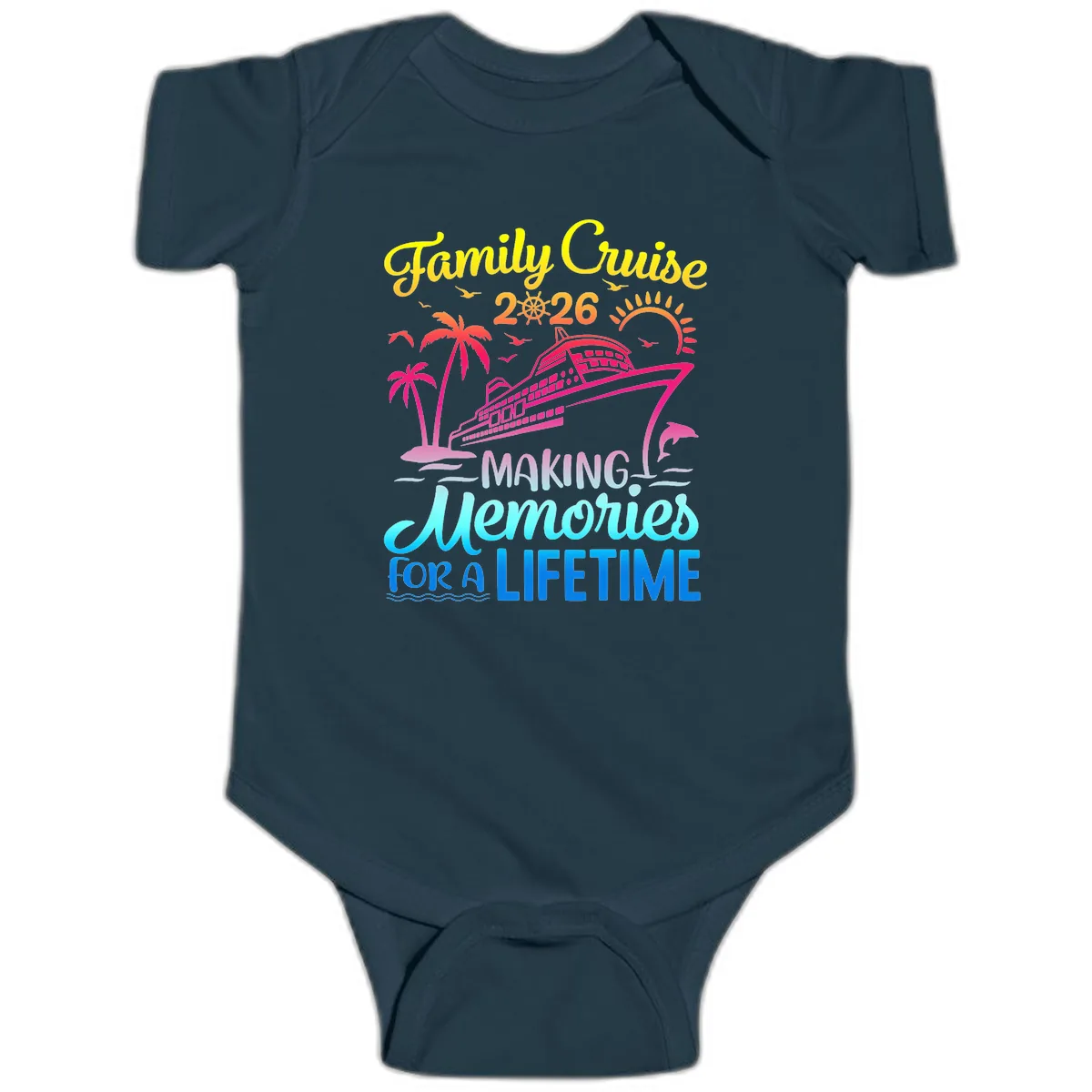 Family Cruise 2026 Making Memories Vacation Baby Onesie in Navy