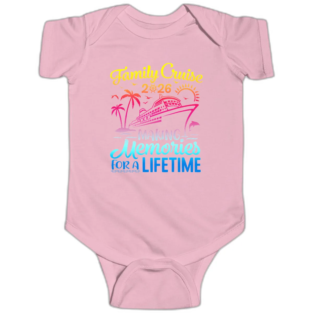 Family Cruise 2026 Making Memories Vacation Baby Onesie in Pink