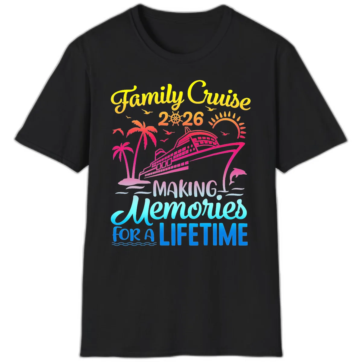 Family Cruise 2026 Making Memories Vacation T-Shirt in Black