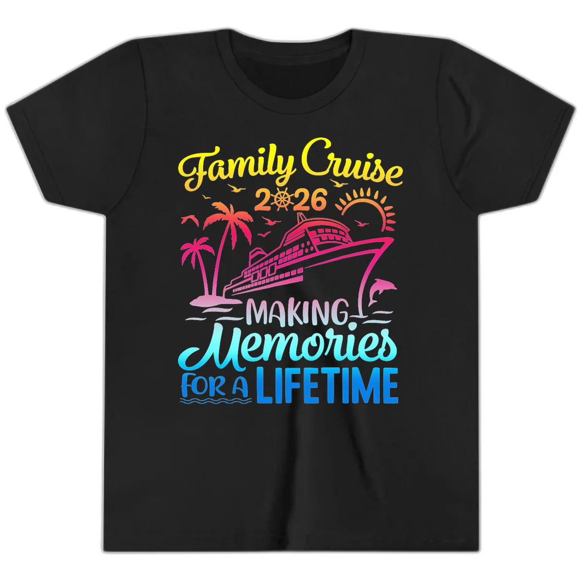 Family Cruise 2026 Making Memories Vacation Youth T-Shirt in Black