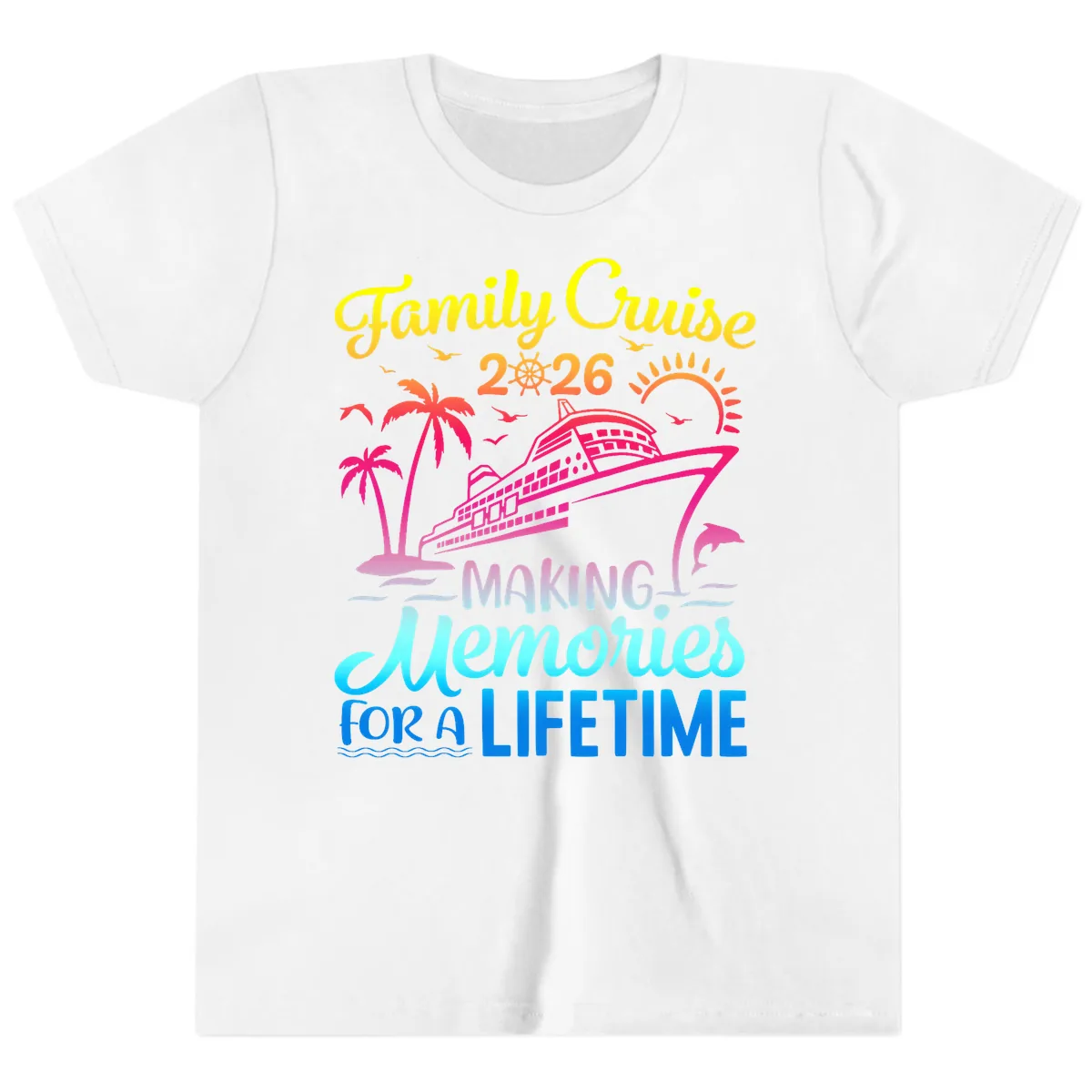 Family Cruise 2026 Making Memories Vacation Youth T-Shirt in White
