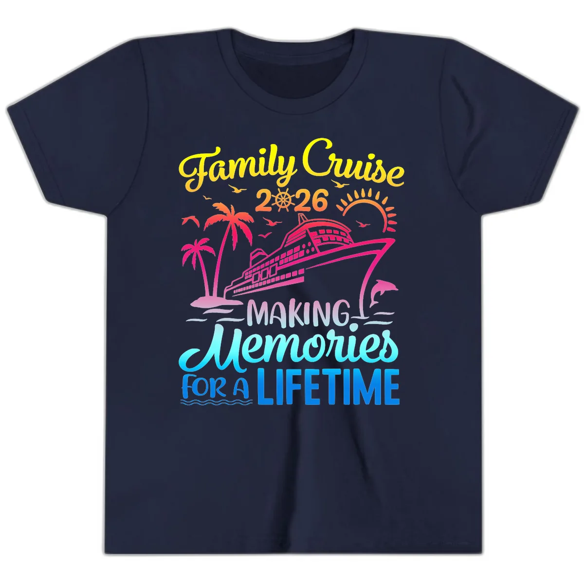 Family Cruise 2026 Making Memories Vacation Youth T-Shirt in Navy