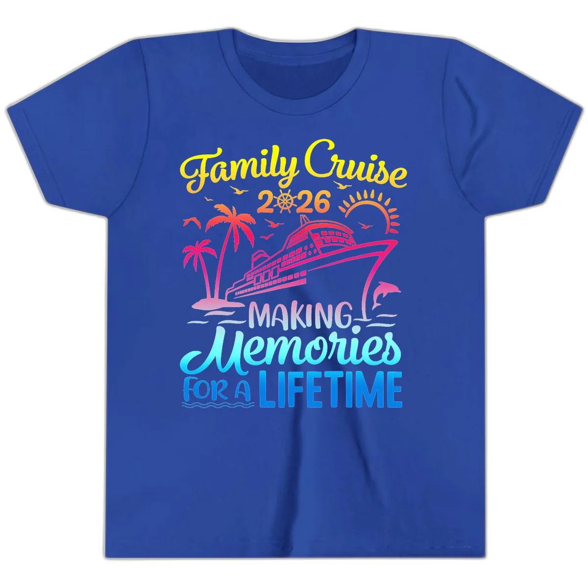 Family Cruise 2026 Making Memories Vacation Youth T-Shirt in True Royal