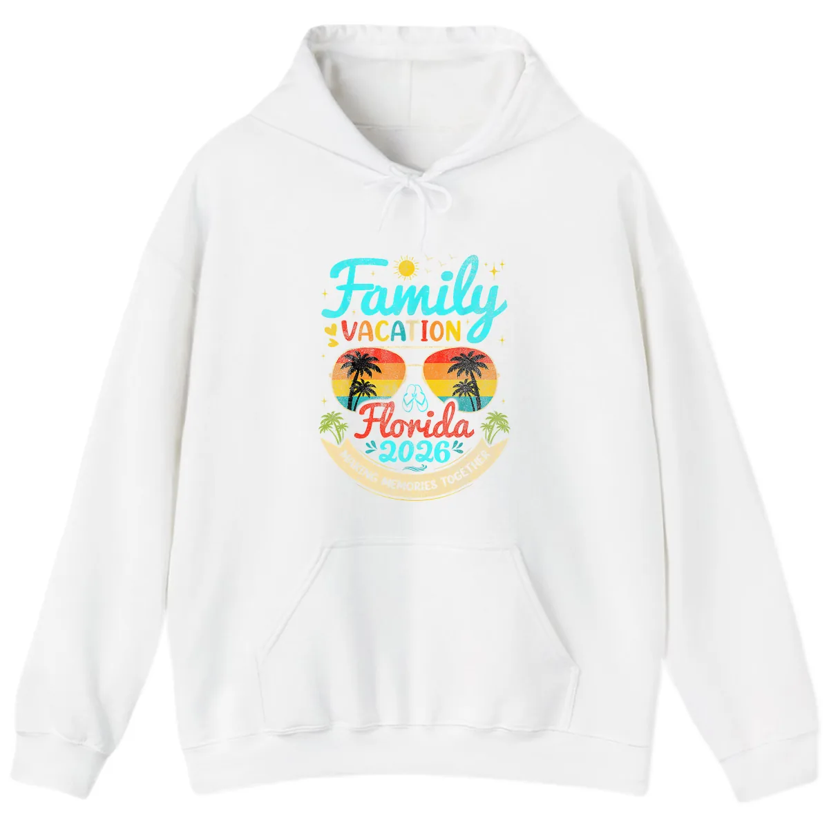 Family Florida Vacation 2026 Sunglasses Palm Tree Hoodie in White