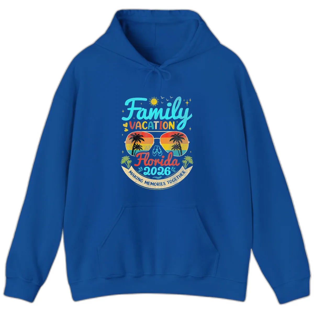 Family Florida Vacation 2026 Sunglasses Palm Tree Hoodie in Royal