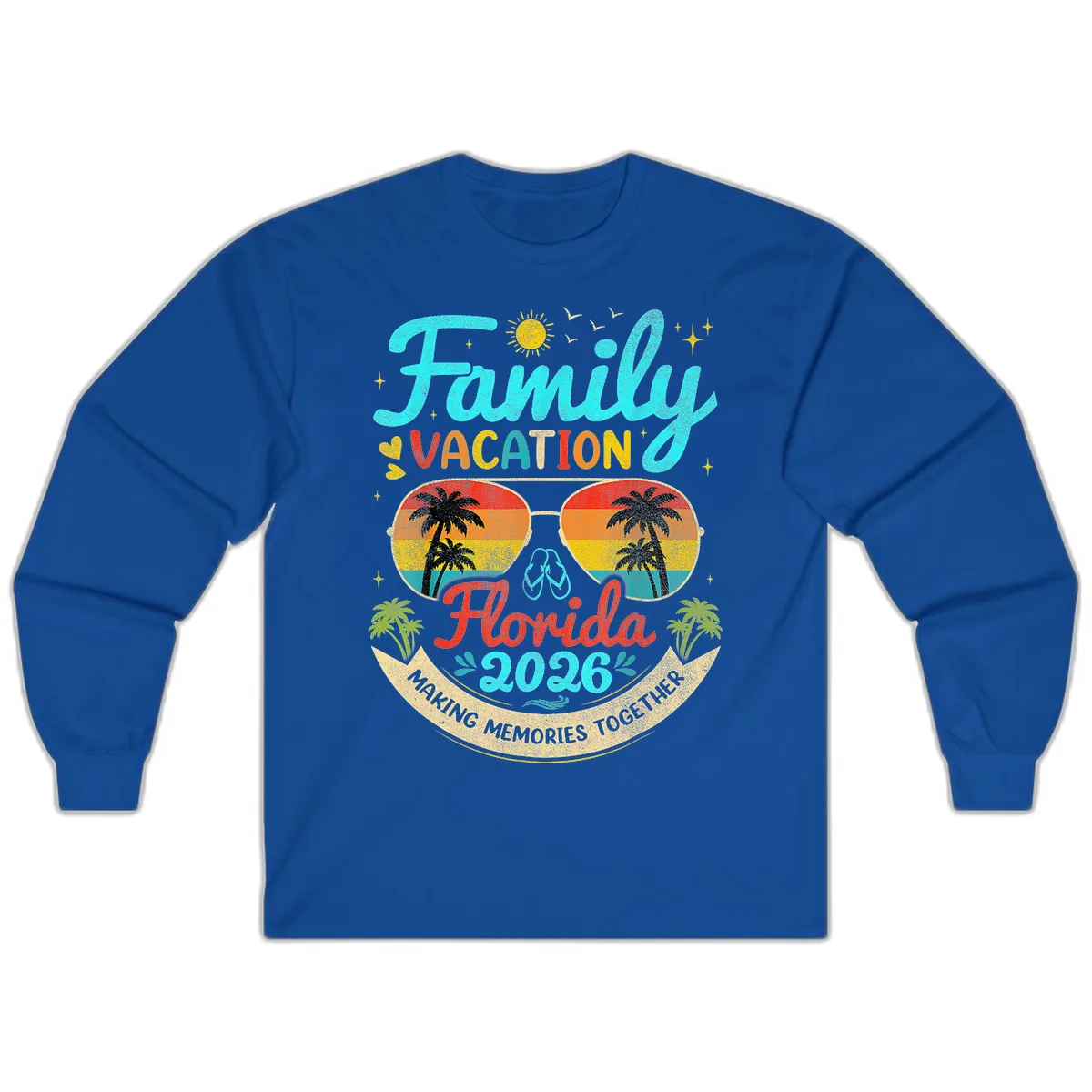 Family Florida Vacation 2026 Sunglasses Palm Tree Long Sleeve in Royal
