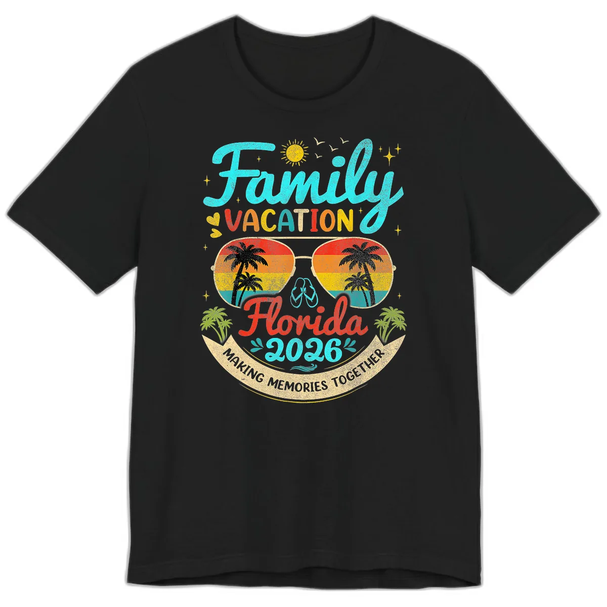 Family Florida Vacation 2026 Sunglasses Palm Tree Premium T-Shirt in Black