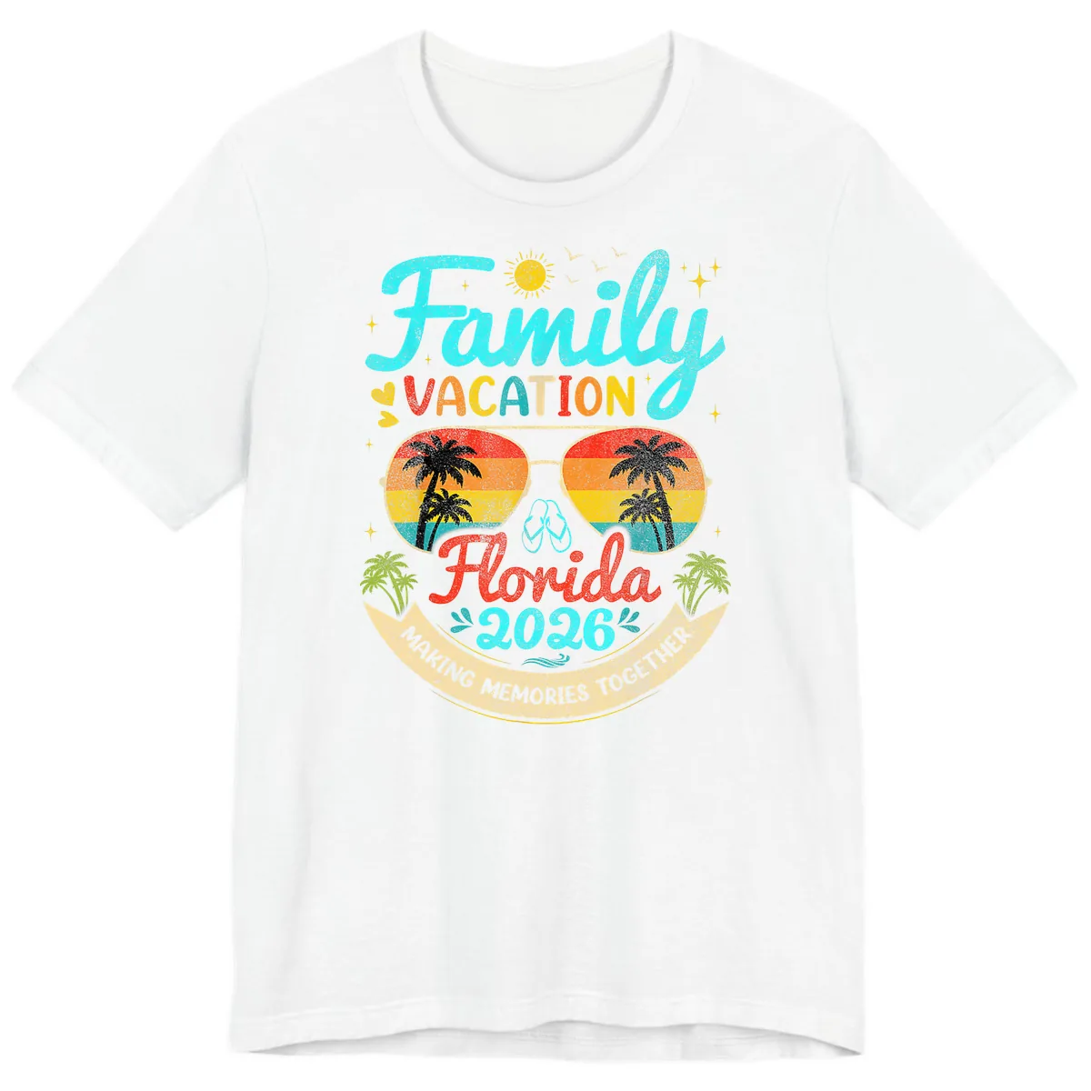 Family Florida Vacation 2026 Sunglasses Palm Tree Premium T-Shirt in White