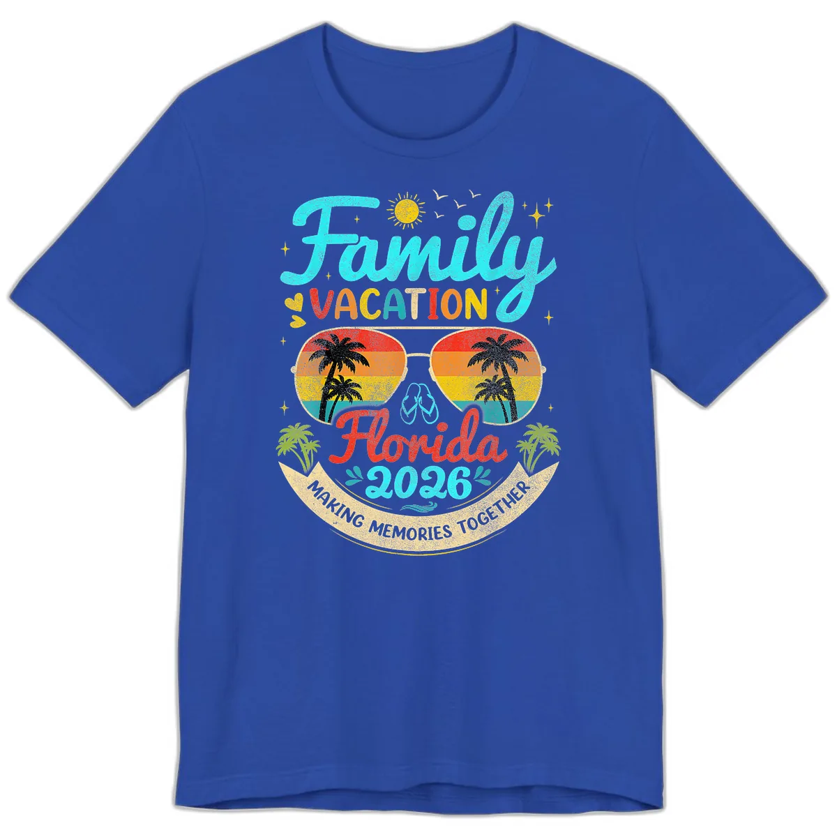 Family Florida Vacation 2026 Sunglasses Palm Tree Premium T-Shirt in True Royal