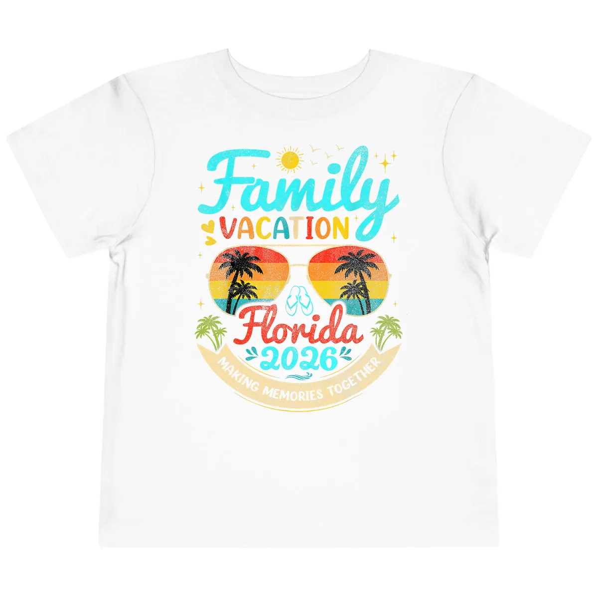 Family Florida Vacation 2026 Sunglasses Palm Tree Toddler T-Shirt in White