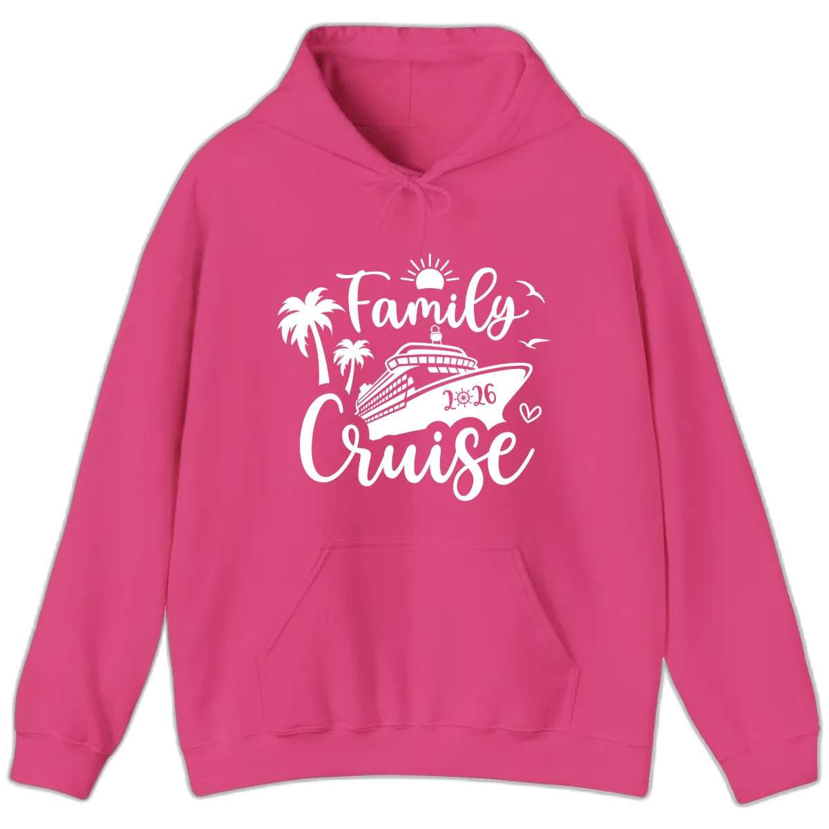 Family Cruise 2026 Tropical Vacation Hoodie in Heliconia