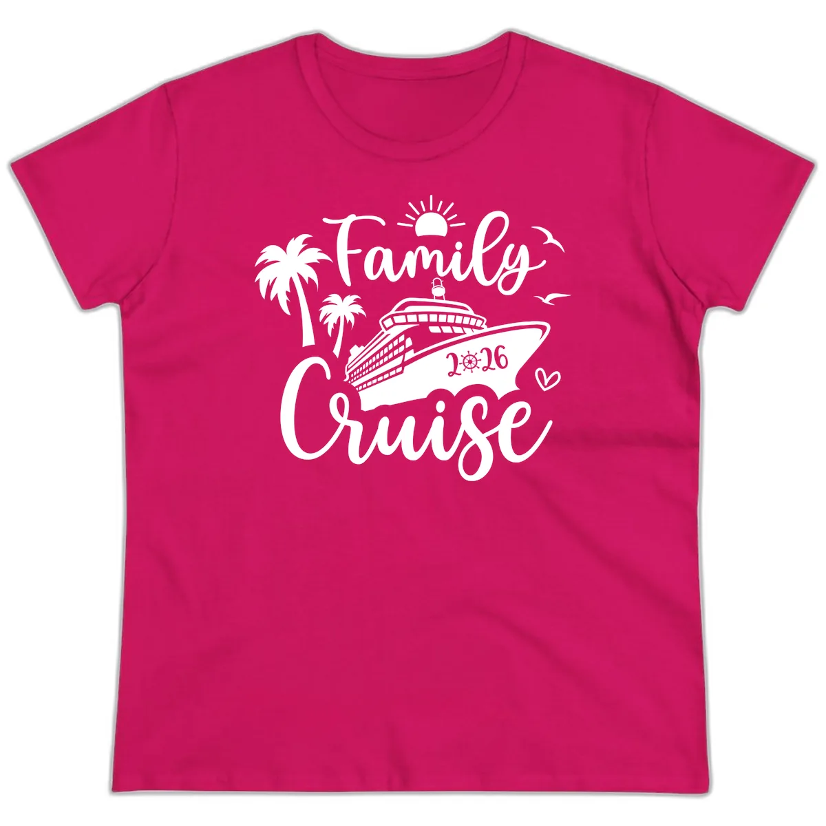 Family Cruise 2026 Tropical Vacation Ladies Tee in Heliconia