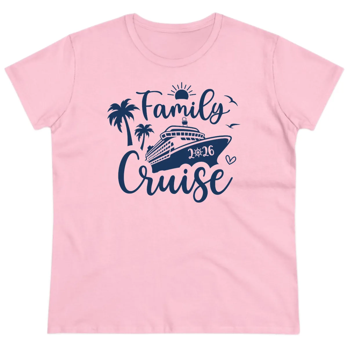 Family Cruise 2026 Tropical Vacation Ladies Tee in Light Pink