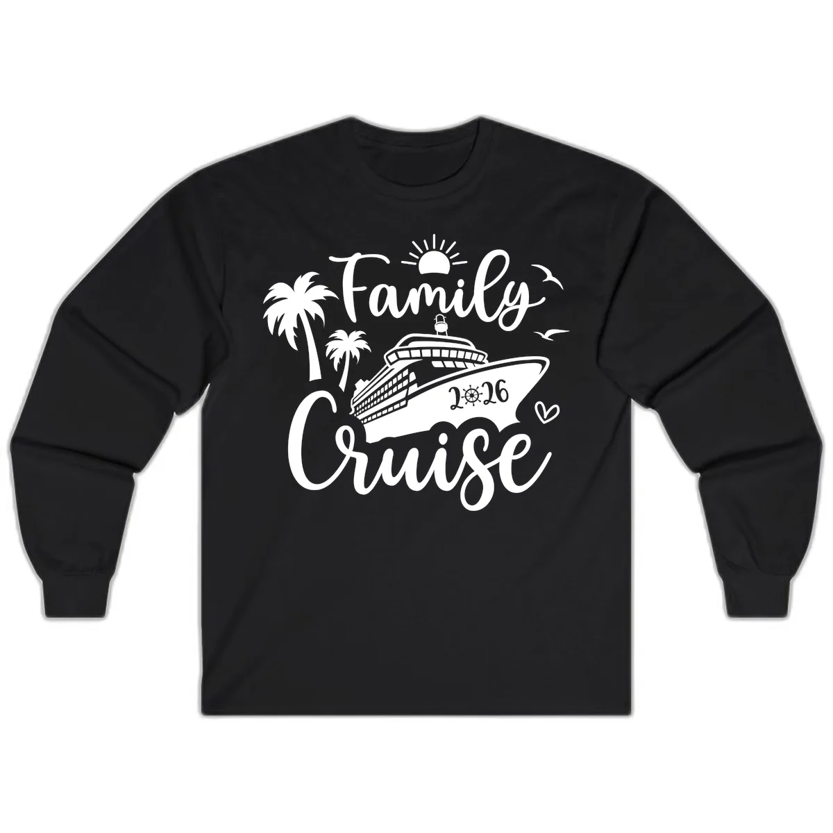Family Cruise 2026 Tropical Vacation Long Sleeve in Black