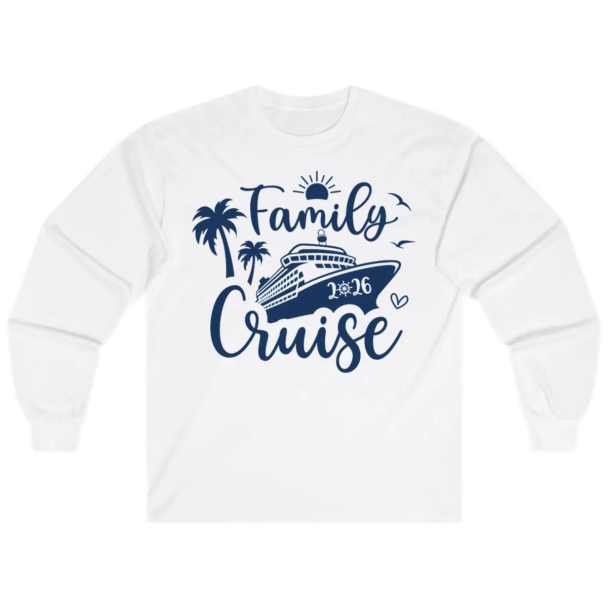 Family Cruise 2026 Tropical Vacation Long Sleeve in White