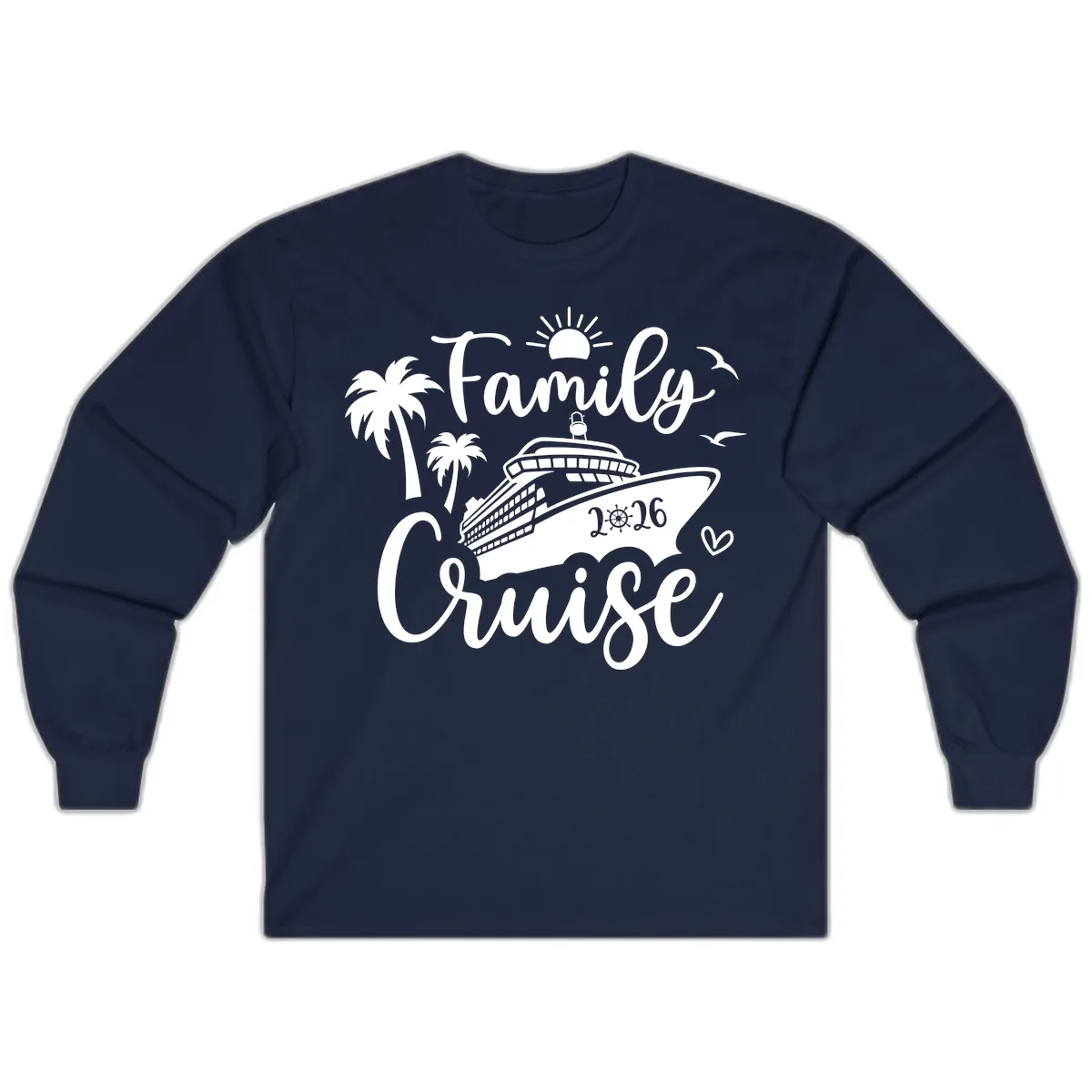 Family Cruise 2026 Tropical Vacation Long Sleeve in Navy
