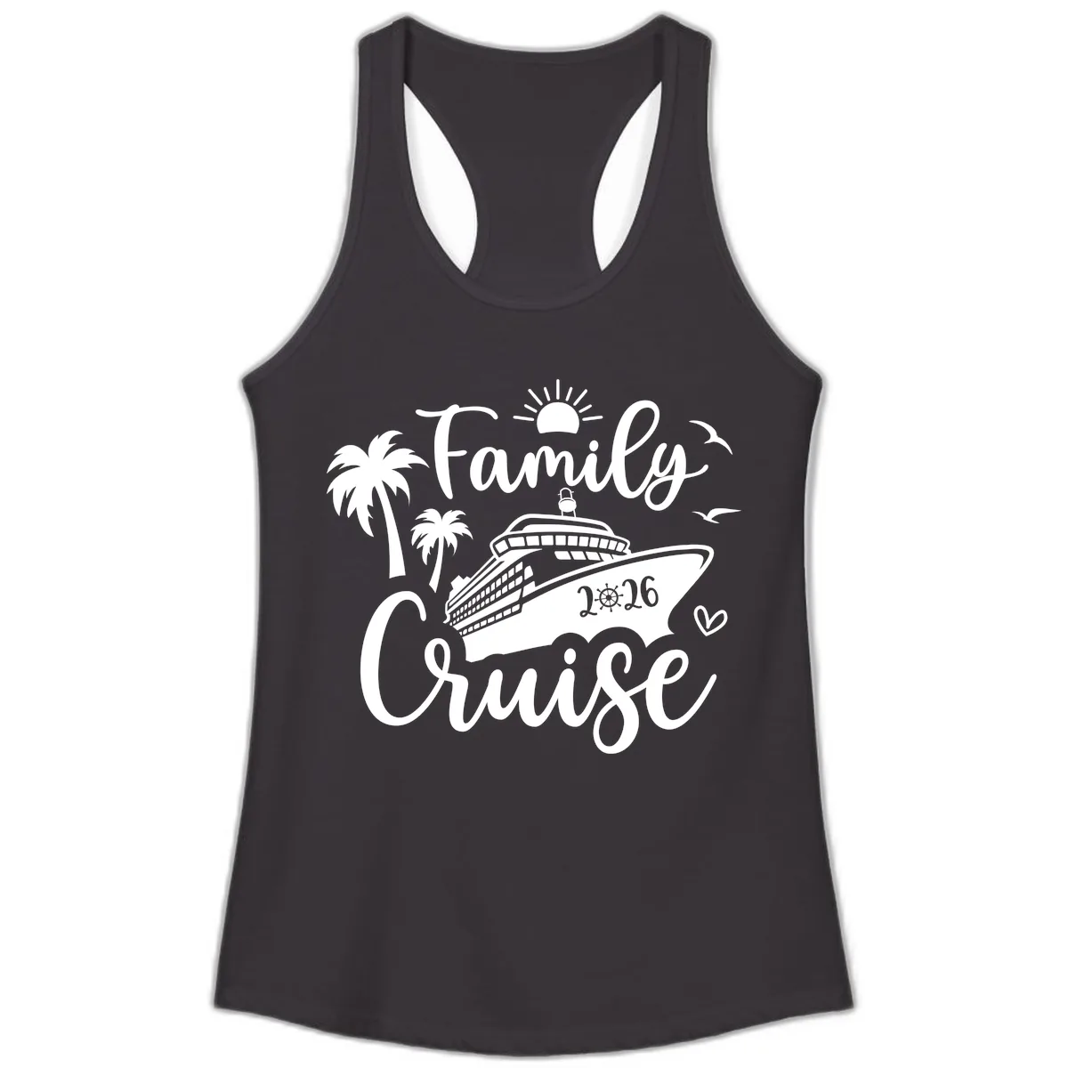 Family Cruise 2026 Tropical Vacation Ladies Tank in Black