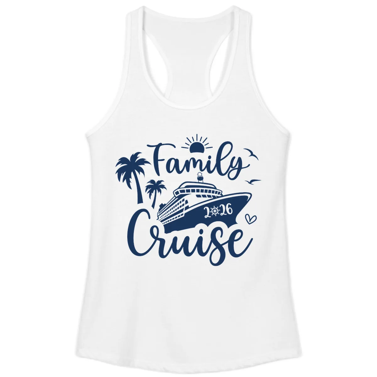 Family Cruise 2026 Tropical Vacation Ladies Tank in White