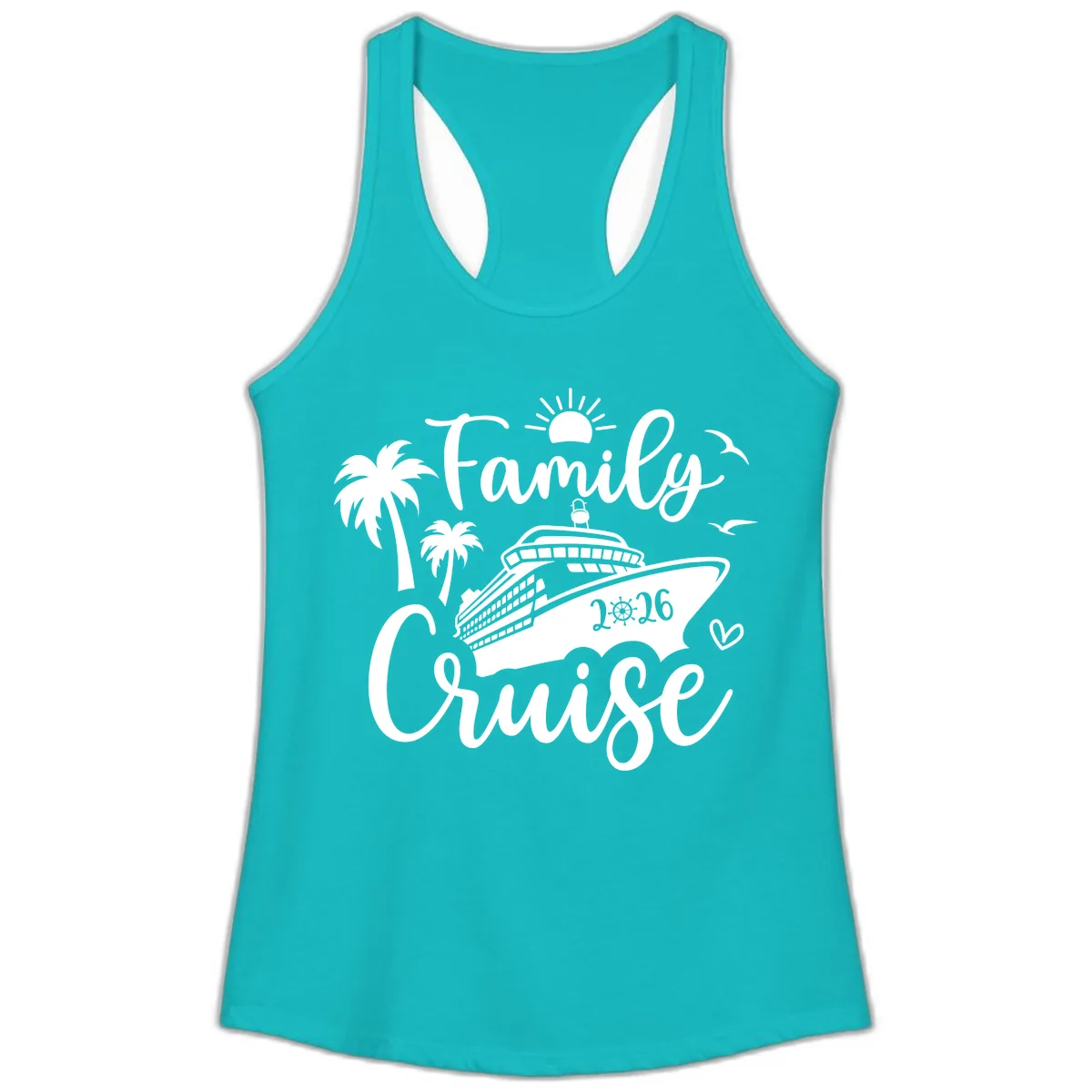 Family Cruise 2026 Tropical Vacation Ladies Tank in Tahiti Blue
