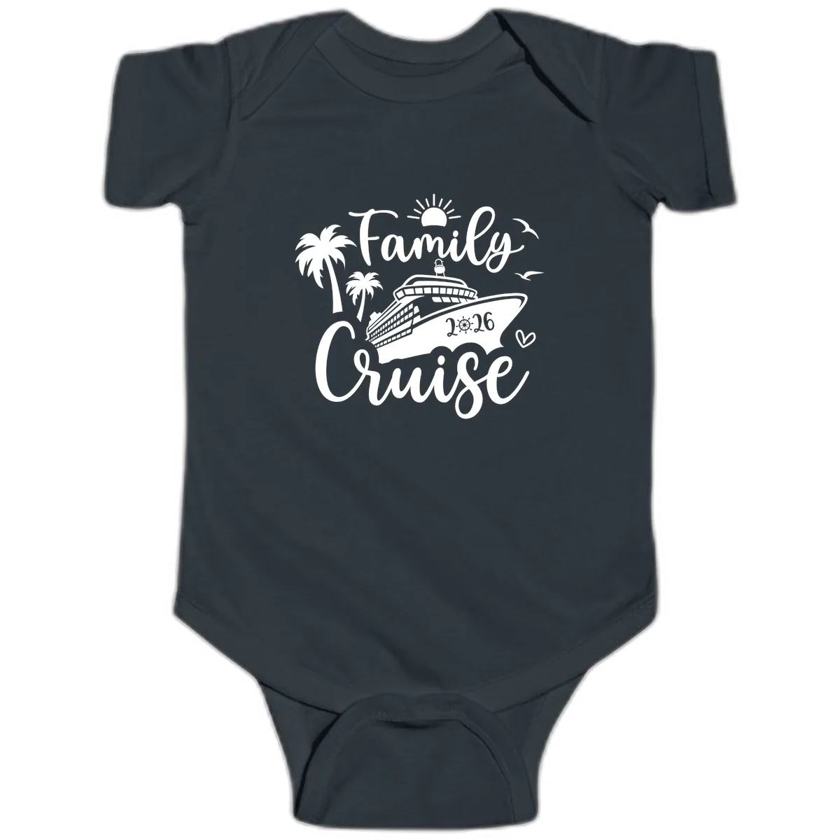 Family Cruise 2026 Tropical Vacation Baby Onesie in Black