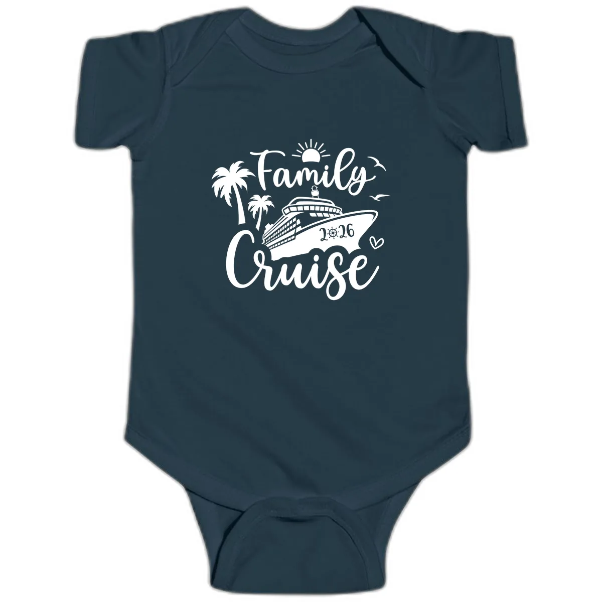 Family Cruise 2026 Tropical Vacation Baby Onesie in Navy