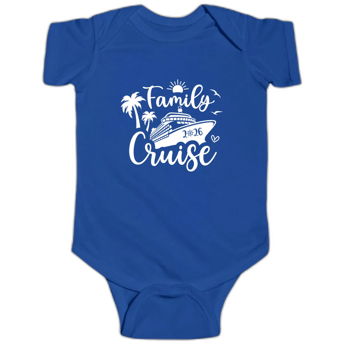 Family Cruise 2026 Tropical Vacation Baby Onesie in Royal