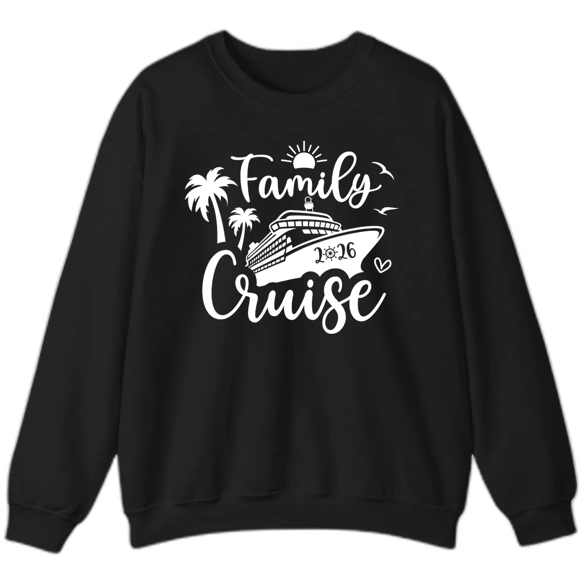 Family Cruise 2026 Tropical Vacation Sweatshirt in Black