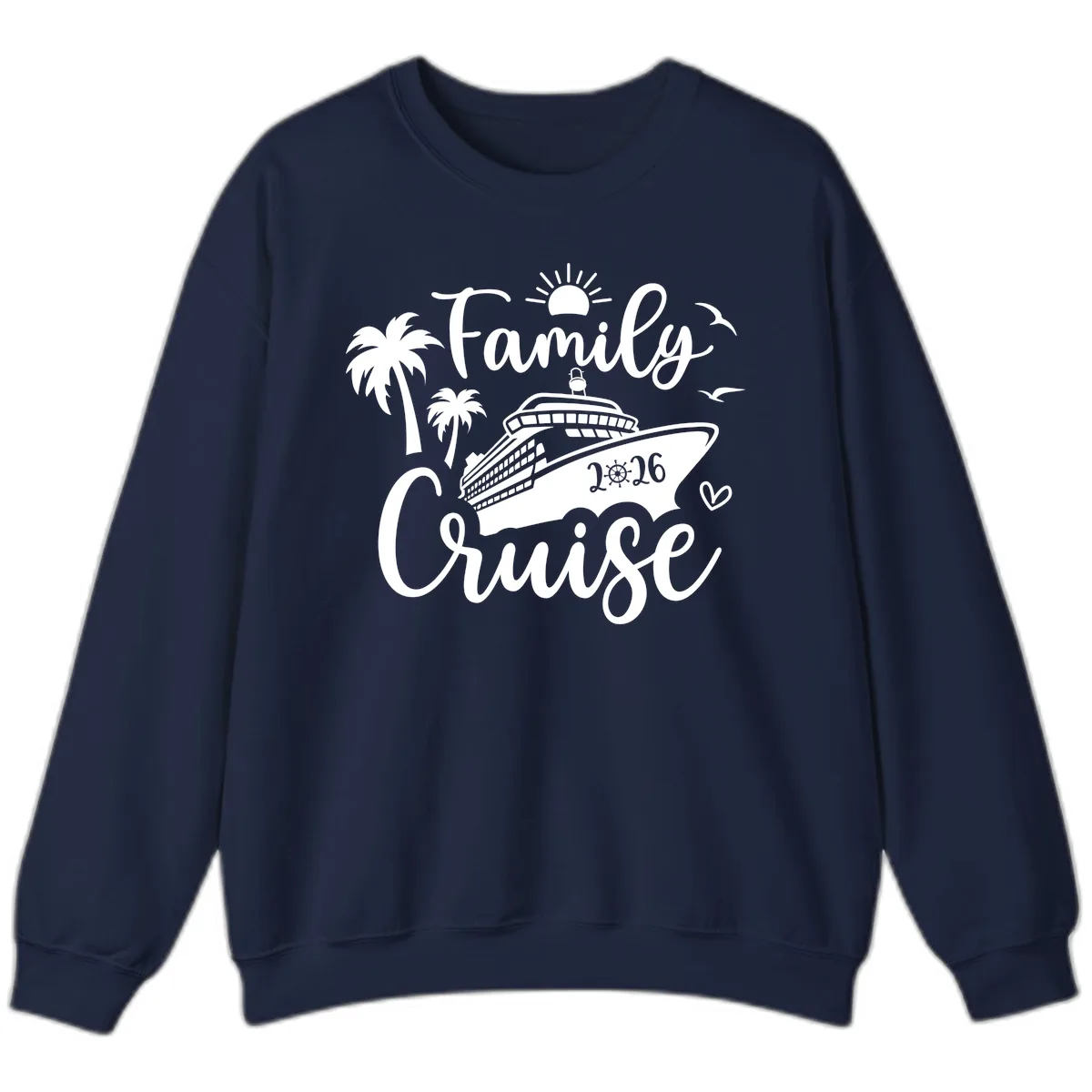 Family Cruise 2026 Tropical Vacation Sweatshirt in Navy
