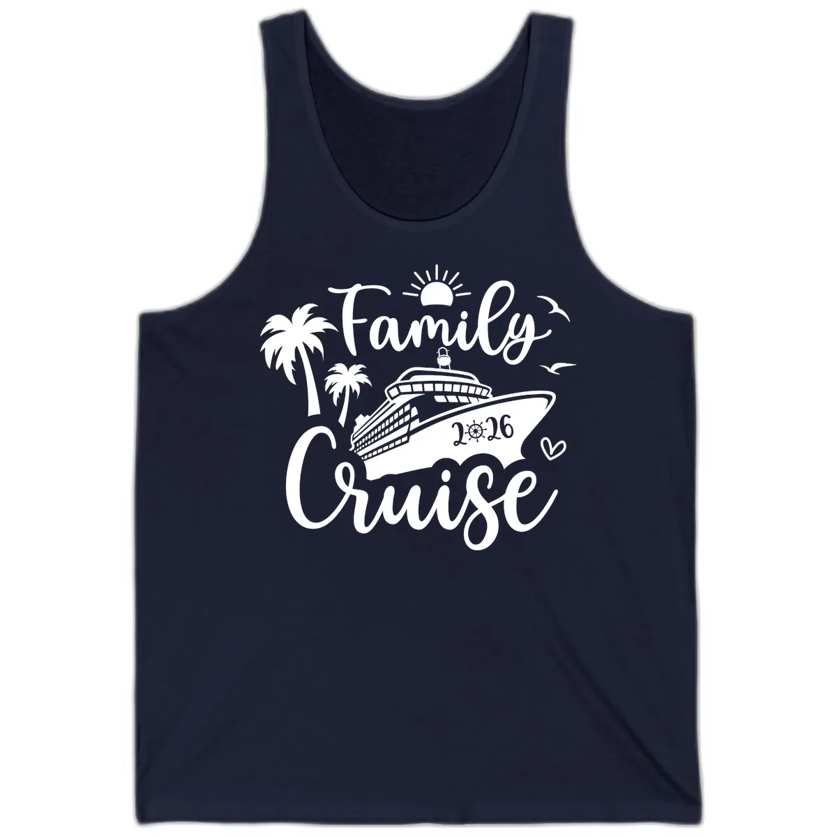 Family Cruise 2026 Tropical Vacation Tank in Navy