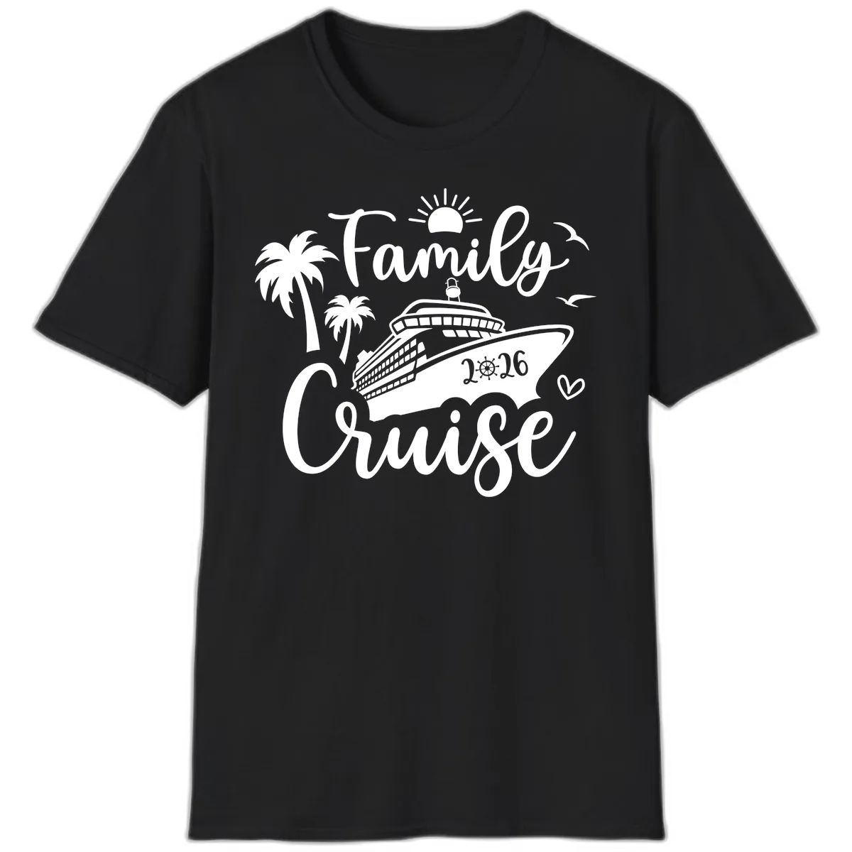 Family Cruise 2026 Tropical Vacation T-Shirt in Black