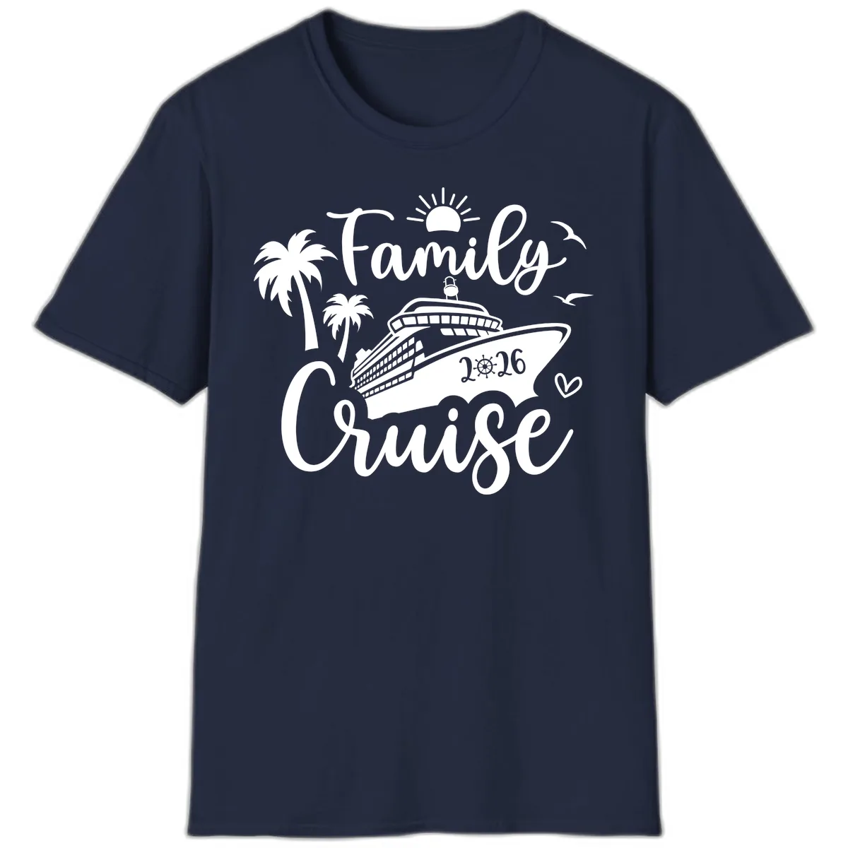Family Cruise 2026 Tropical Vacation T-Shirt in Navy