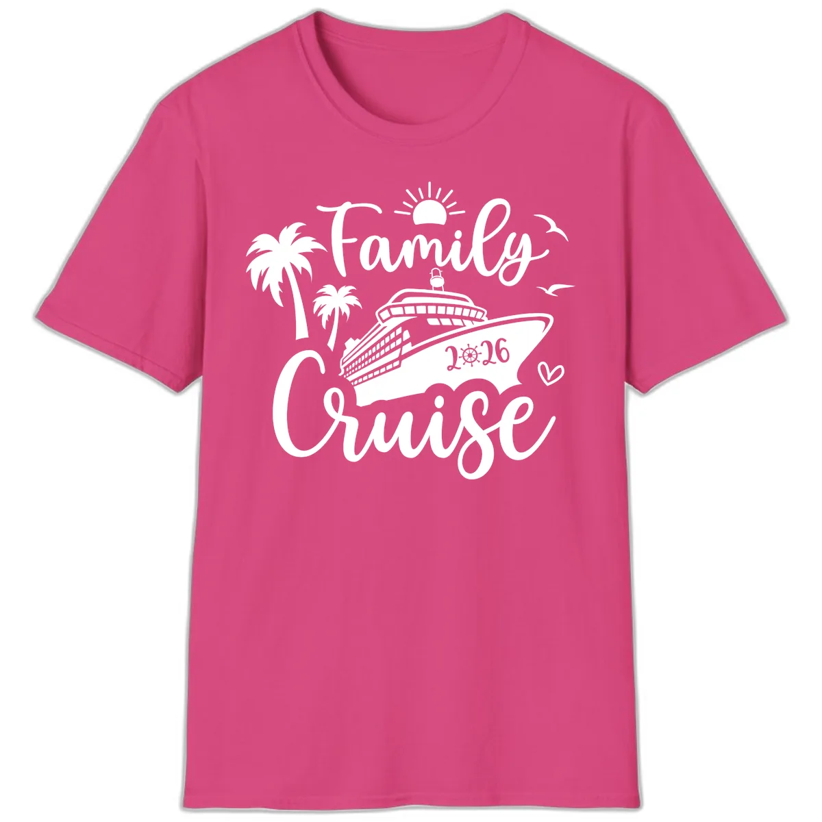Family Cruise 2026 Tropical Vacation T-Shirt in Heliconia