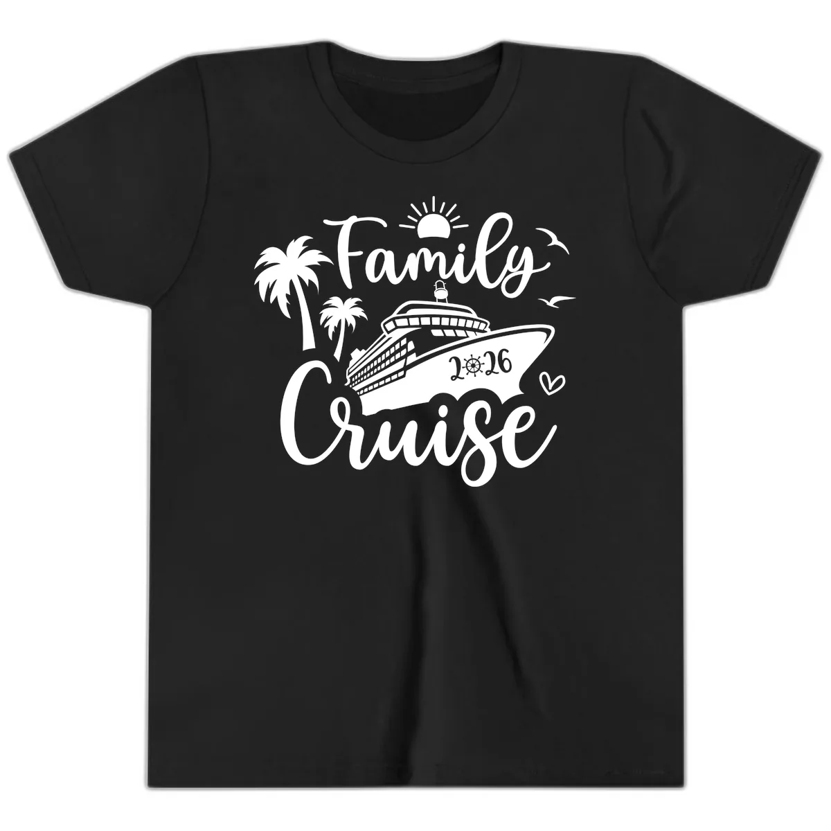 Family Cruise 2026 Tropical Vacation Youth T-Shirt in Black
