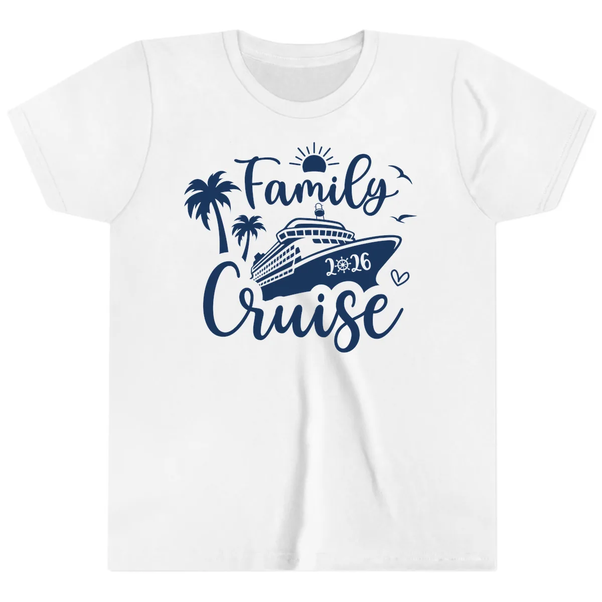 Family Cruise 2026 Tropical Vacation Youth T-Shirt in White