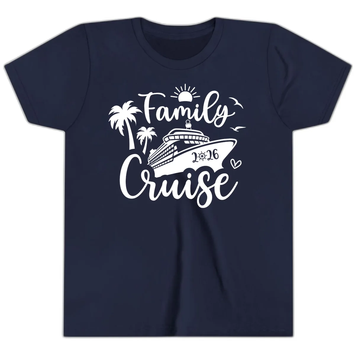 Family Cruise 2026 Tropical Vacation Youth T-Shirt in Navy