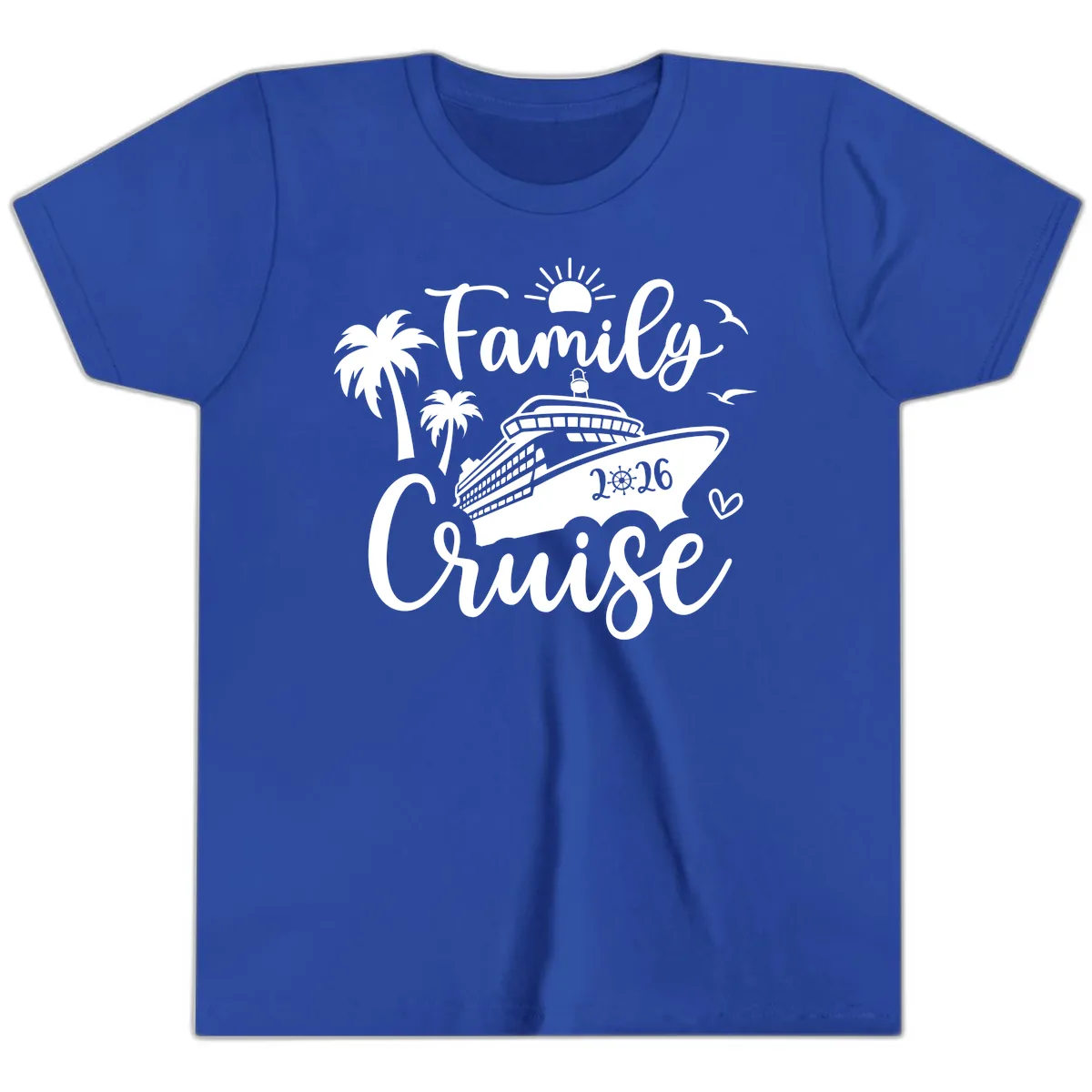 Family Cruise 2026 Tropical Vacation Youth T-Shirt in True Royal