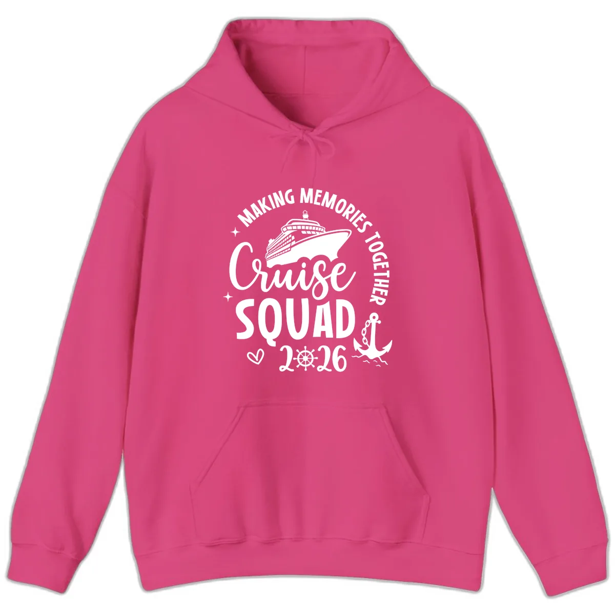 Making Memories Cruise Squad 2026 Family Trip Hoodie in Heliconia