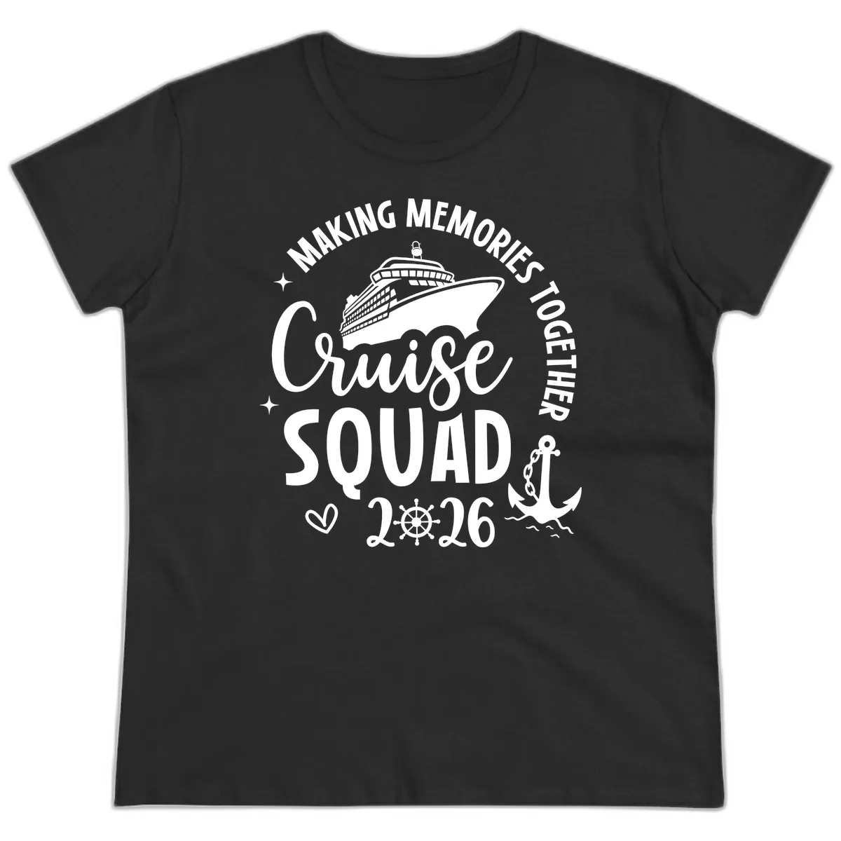 Making Memories Cruise Squad 2026 Family Trip Ladies Tee in Black
