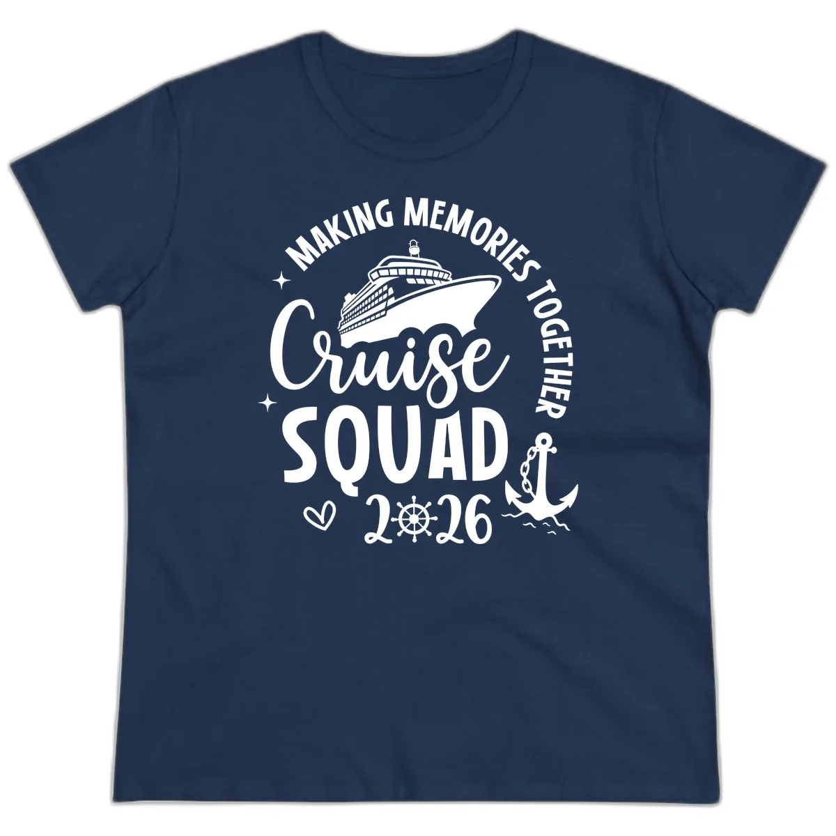 Making Memories Cruise Squad 2026 Family Trip Ladies Tee in Navy