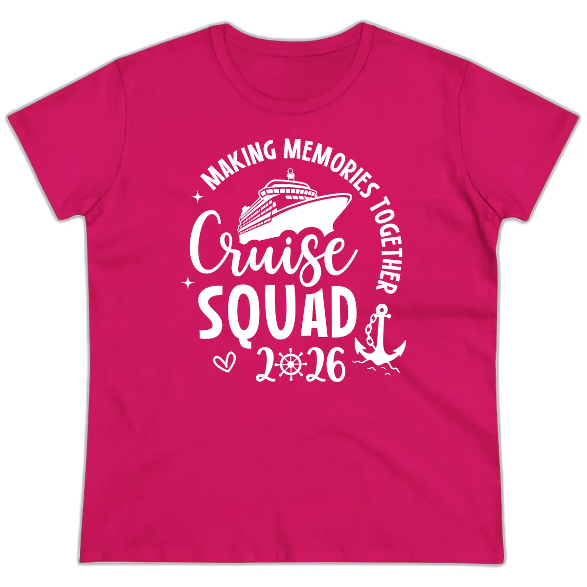 Making Memories Cruise Squad 2026 Family Trip Ladies Tee in Heliconia