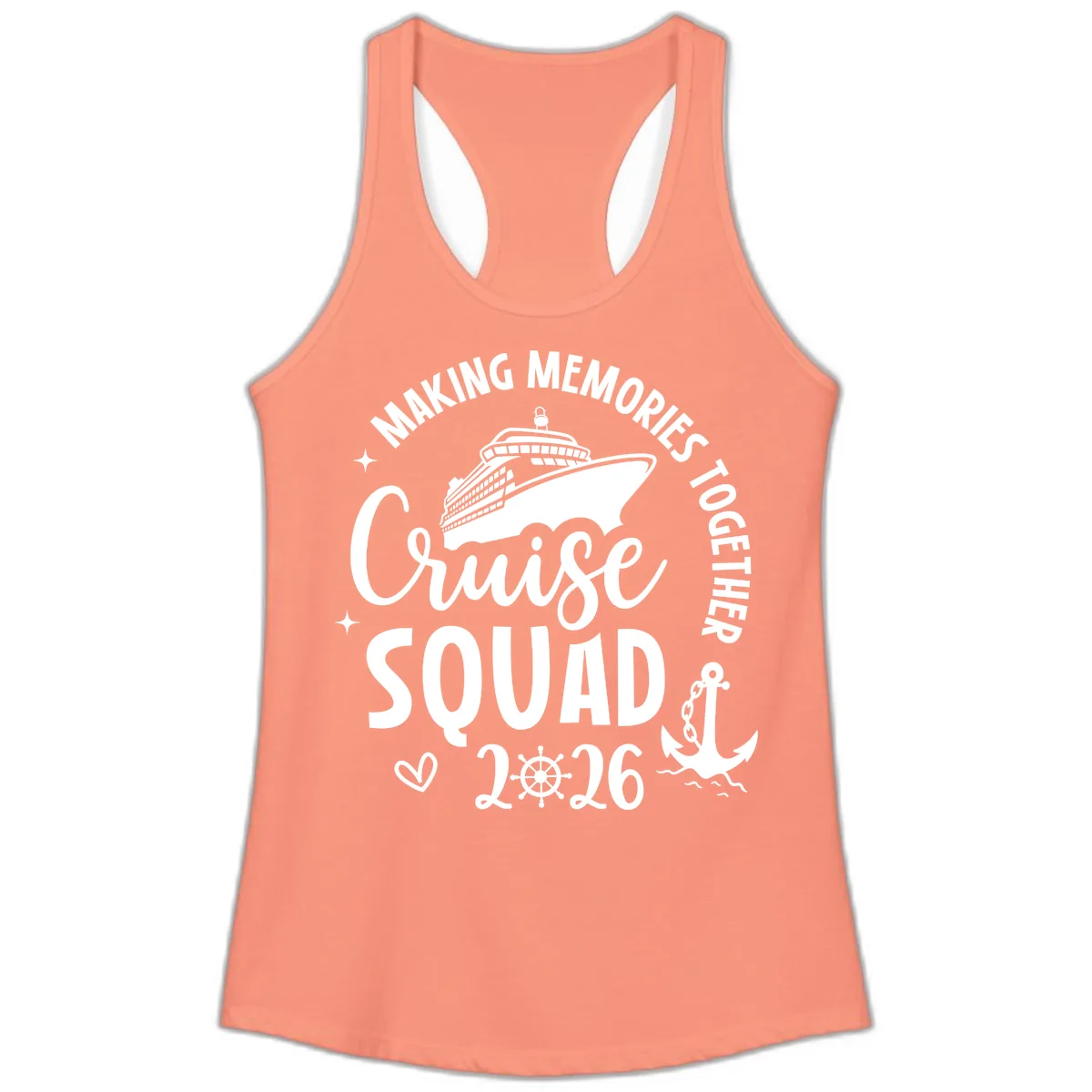 Making Memories Cruise Squad 2026 Family Trip Ladies Tank in Solid Light Orange
