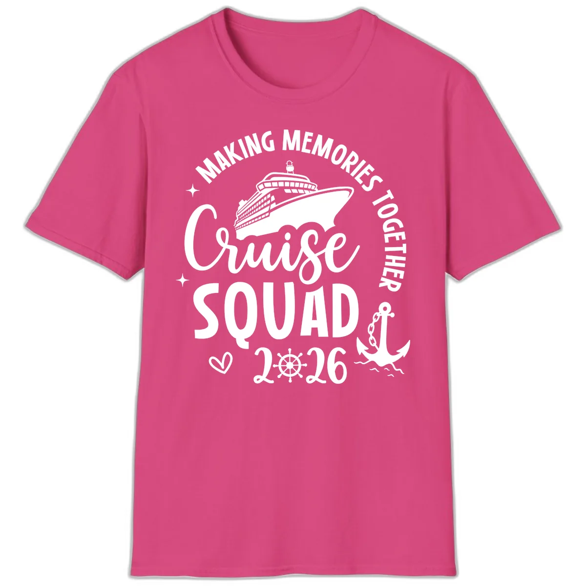 Making Memories Cruise Squad 2026 Family Trip T-Shirt in Heliconia