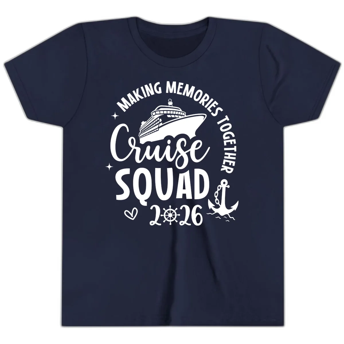 Making Memories Cruise Squad 2026 Family Trip Youth T-Shirt in Navy