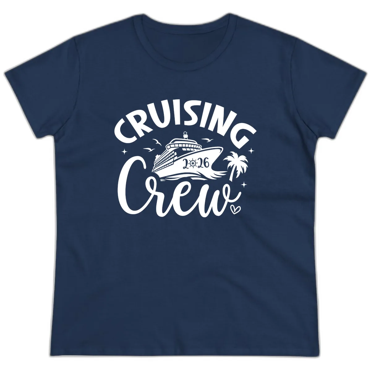 Cruising Crew 2026 Family Cruise Trip Ladies Tee in Navy