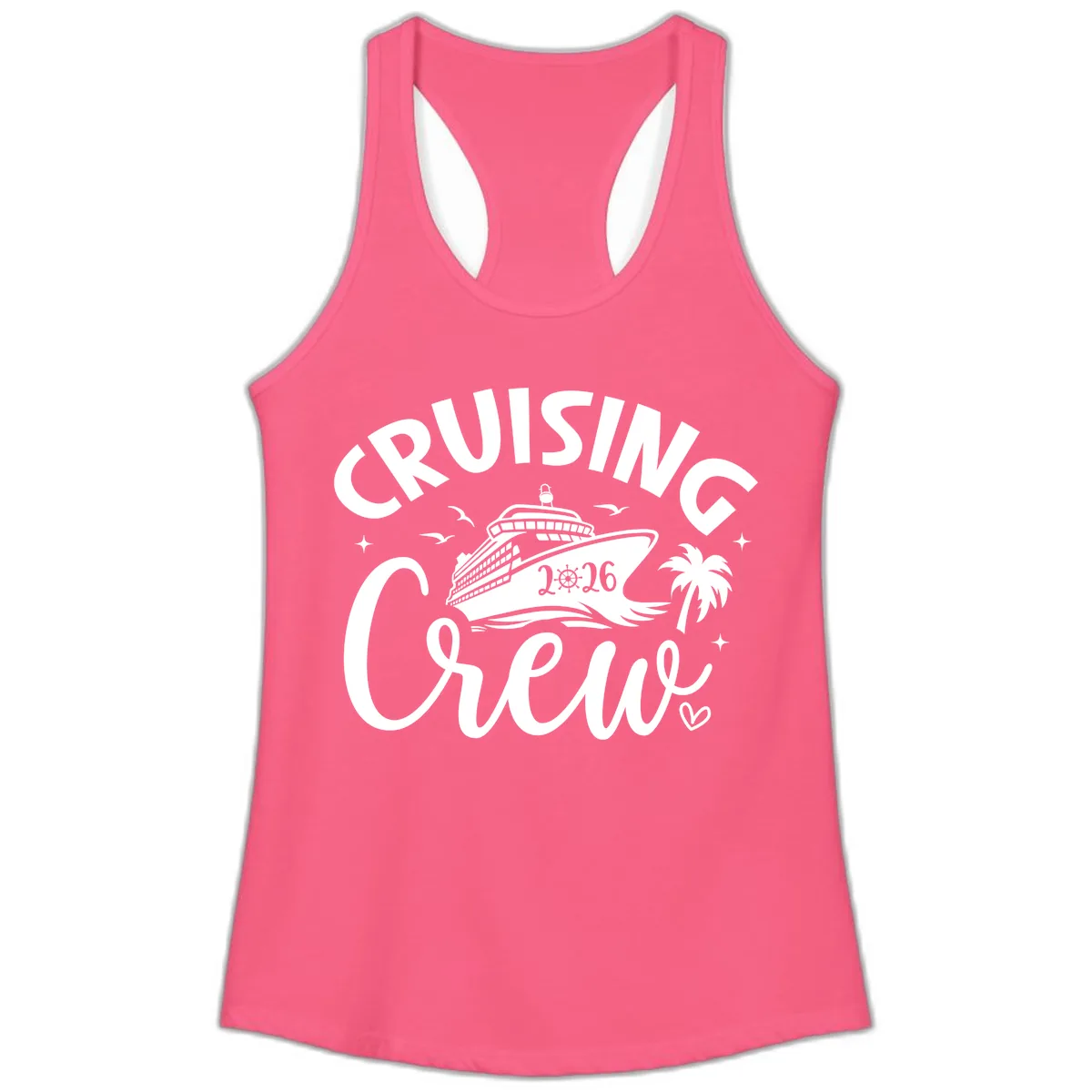 Cruising Crew 2026 Family Cruise Trip Ladies Tank in Solid Hot Pink