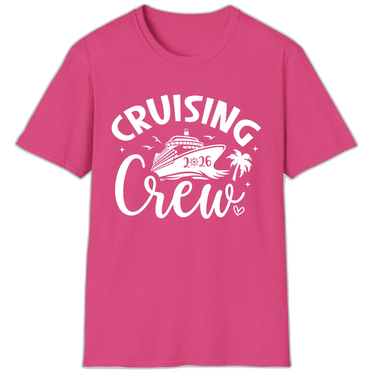 Cruising Crew 2026 Family Cruise Trip T-Shirt in Heliconia