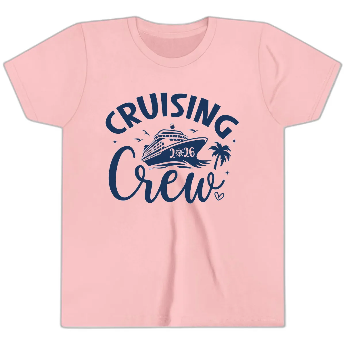 Cruising Crew 2026 Family Cruise Trip Youth T-Shirt in Pink