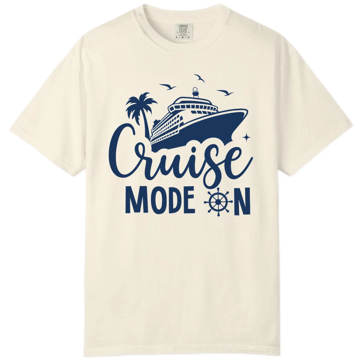 Cruise Mode On Family Vacation Apparel Comfort Color in Ivory