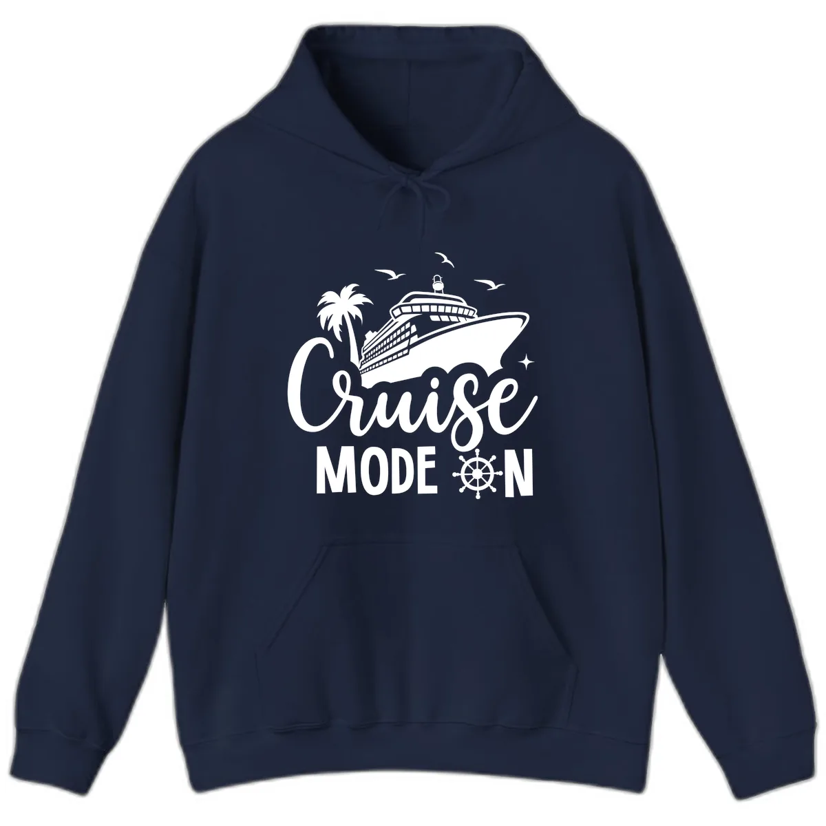 Cruise Mode On Family Vacation Apparel Hoodie in Navy